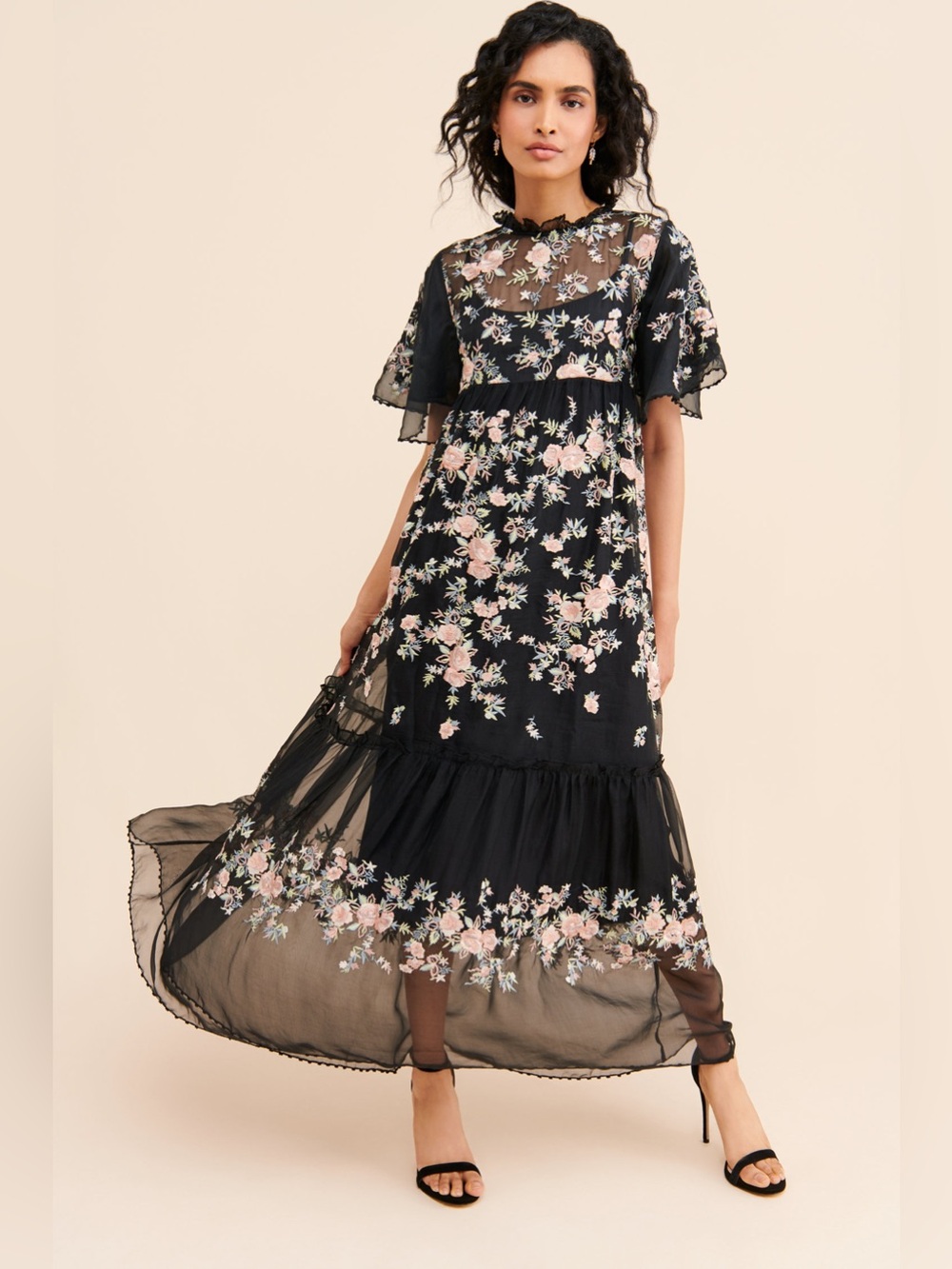 Anthropologie Let Me Be Modern Romance Embroidered Sheer Maxi Dress 4